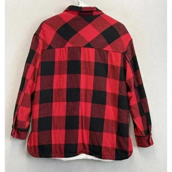 Ashley By 26 International Women's Sz S Red Plaid Sherpa‎ Fleece Lined Shacket - Picture 2 of 8